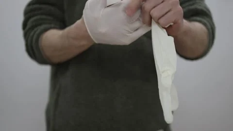 Cleaning Gloves Disposable Plastic Latex Gloves White Disposable Stock-Footage 345717390