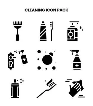 Cleaning Glyph Graphics Icons Pack Ilustración de archivo