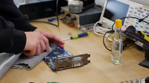 Cleaning the GPU Stock Footage 275568500