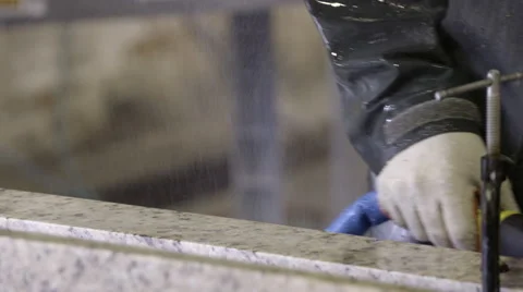 Cleaning Up Granite Countertop Edges Stock Footage 67090610