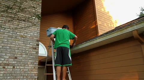 Cleaning Gutters Stock Footage 33139612