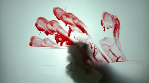 Cleaning Hand Blood Mark from Translucent Glass Surface Stock Footage 149025803