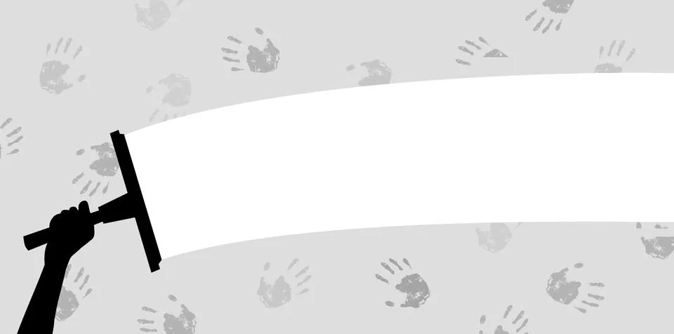 Cleaning off handprints Stock Illustration
