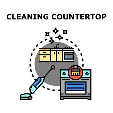 Cleaning home interior, keeping kitchen clean concept Stock Illustration