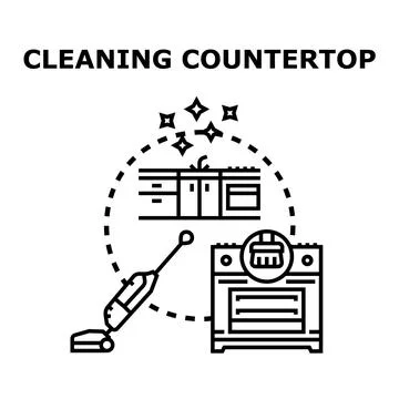 Cleaning home interior, keeping kitchen clean concept Stock Illustration