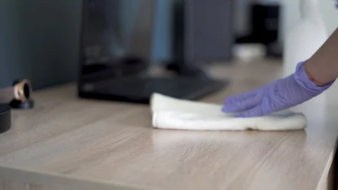 Cleaning the home office Stock Footage 128245538