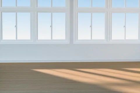 The cleaning house and the sunshine from the window, 3d rendering. Ilustración de archivo