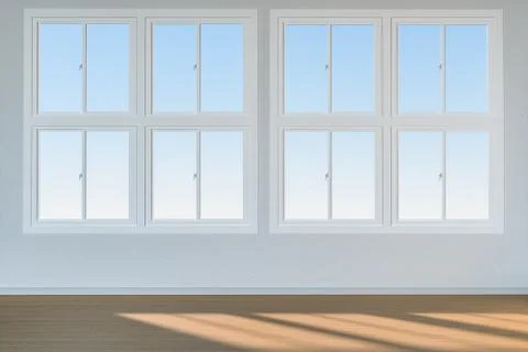 The cleaning house and the sunshine from the window, 3d rendering. Ilustración de archivo