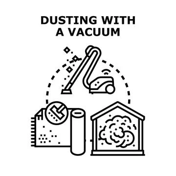 Cleaning house removing dust using vacuum cleaner at home Stock Illustration