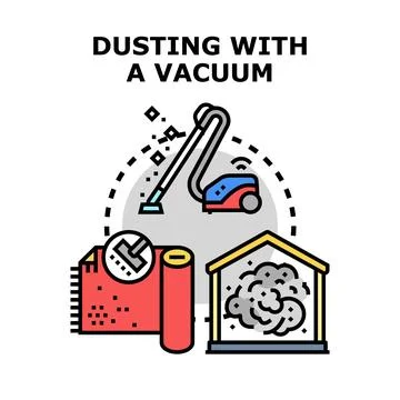 Cleaning house removing dust using vacuum cleaner at home Stock Illustration