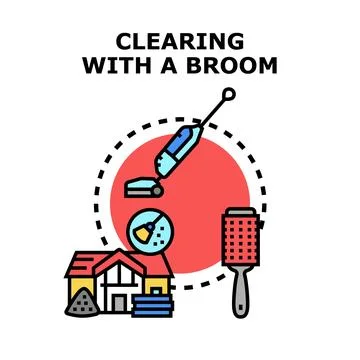 Cleaning house removing dust with various tools concept Stock Illustration