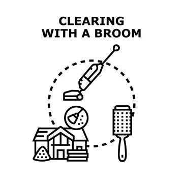 Cleaning house removing dust with various tools concept Stock Illustration
