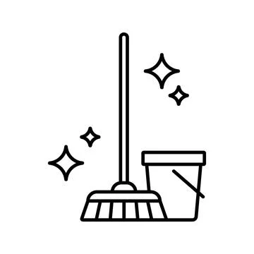 Cleaning icon design in linear style. Vector. Stock Illustration