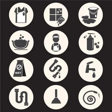 Cleaning icon set Stock Illustration