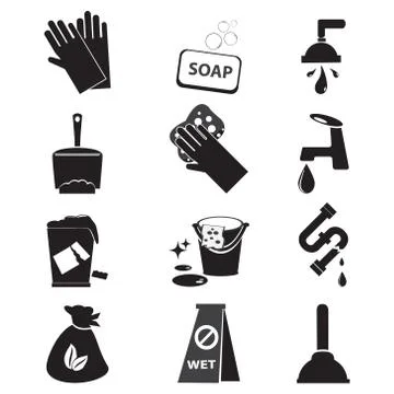 Cleaning icon set Stockillustratie