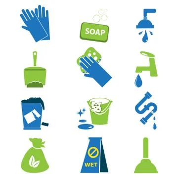 Cleaning icon set Stock-Illustration
