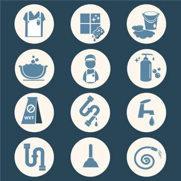 Cleaning icon set Illustrazione stock