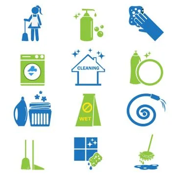 Cleaning icon set Stock Illustration