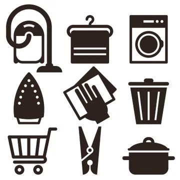 Cleaning icon set Illustrazione stock