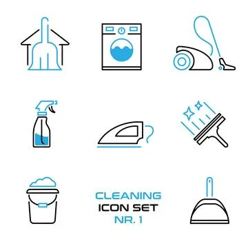 Cleaning icon set - vector design Stock Illustration