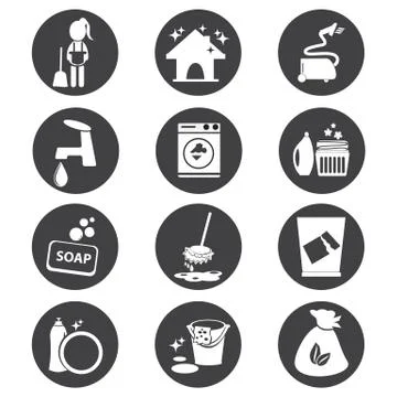 Cleaning icon set vector illustration Stock-Illustration