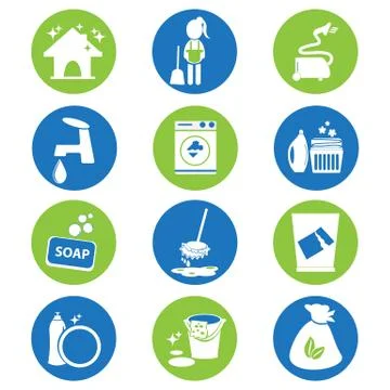 Cleaning icon set vector illustration Stock Illustration