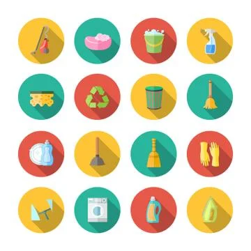 Cleaning Icons Flat Set Stock Illustration