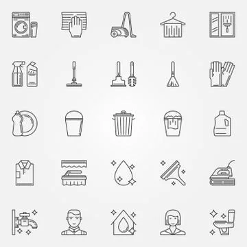 Cleaning icons set Stock Illustration