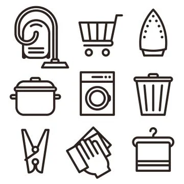 Cleaning icons set Illustrazione stock