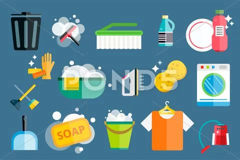 Cleaning icons vector set clean service Stock Illustration
