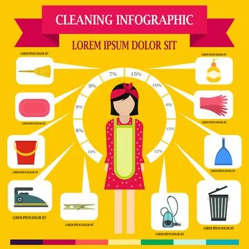 Cleaning infographic, flat style 스톡 일러스트