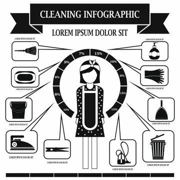 Cleaning infographic, simple style Stock Illustration