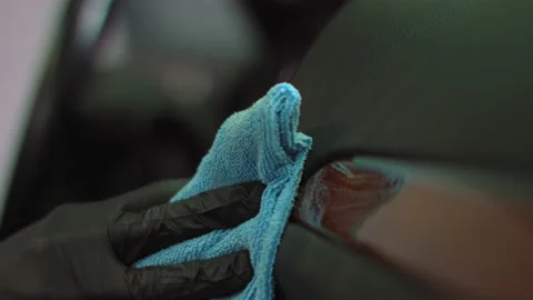 Cleaning the interior from microfiber dust, wiping car parts from dirt and germs Stock Footage 139665368