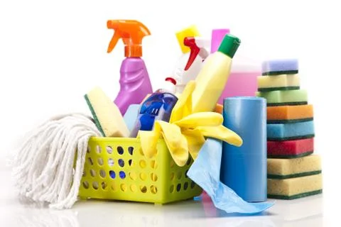 Cleaning items set Stock Photos