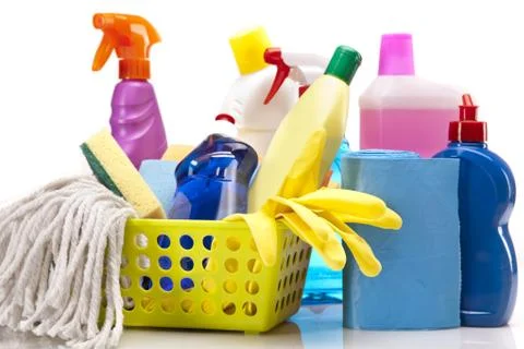 Cleaning items set Stock Photos