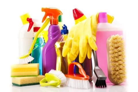Cleaning items set Stock Photos