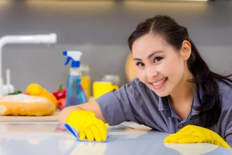 Cleaning in the kitchen Stock Photos