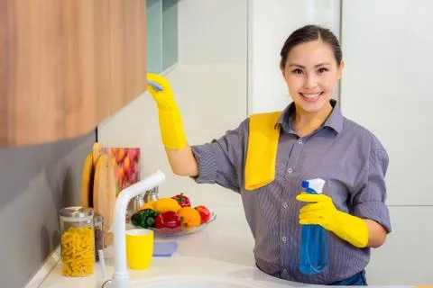 Cleaning in the kitchen Foto stock