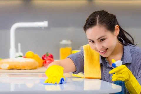 Cleaning in the kitchen Stock Photos