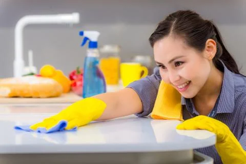 Cleaning in the kitchen Stock Photos