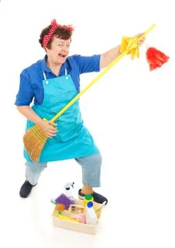 Cleaning Lady Fun Stock Photos