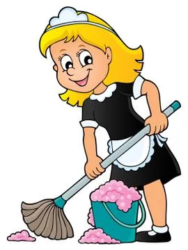 Cleaning lady theme image Illustrazione stock
