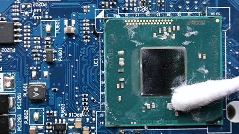 Cleaning laptop processor Stock Footage 175469976