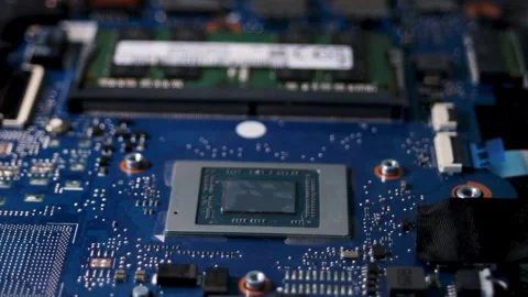 Cleaning the laptop processor from old thermal paste. Close-up of the thermal Stock Footage 316087816