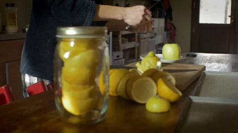 Cleaning lemon skins Stock Footage 73576454