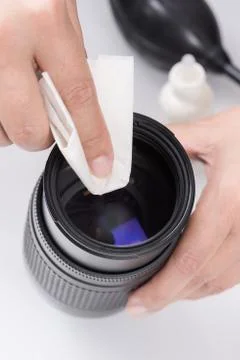 Cleaning lens Stock Photos