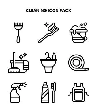 Cleaning Line Graphics Icons Pack Stock Illustration