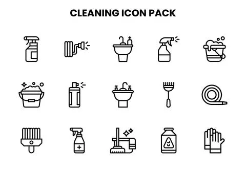 Cleaning Line UI Icons Pack Stock Illustration