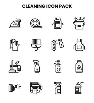 Cleaning Line Vector Icons Pack Ilustración de archivo