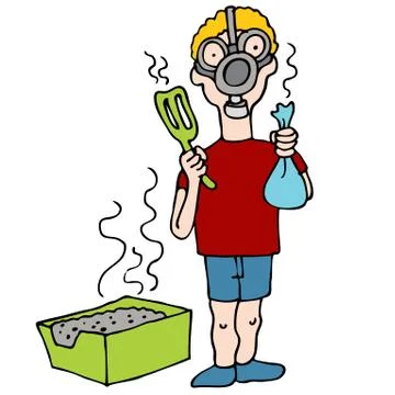 Cleaning litter box Stock Illustration